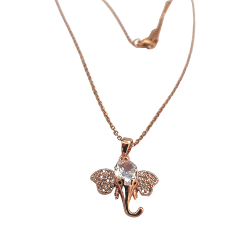 Rose Gold Elephant Whisper Necklace.